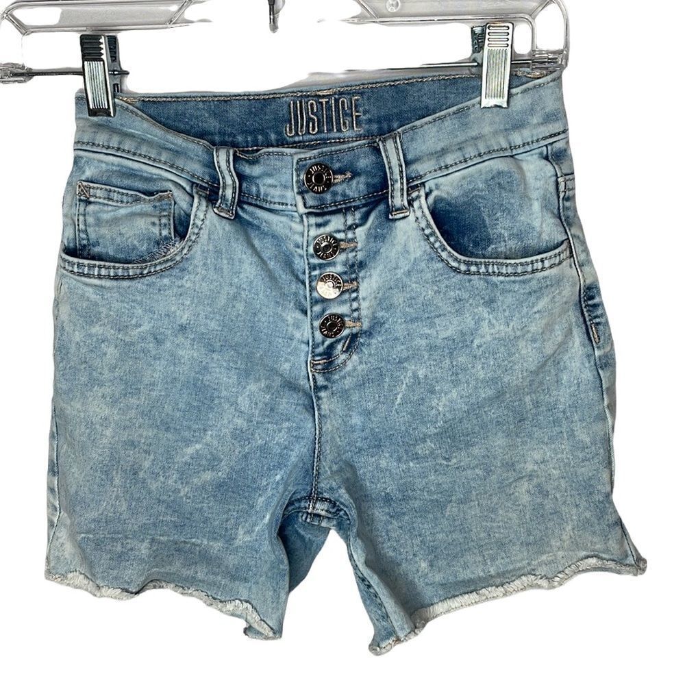 Justice Button Fly Light Wash Jean Shorts. Size 14.
